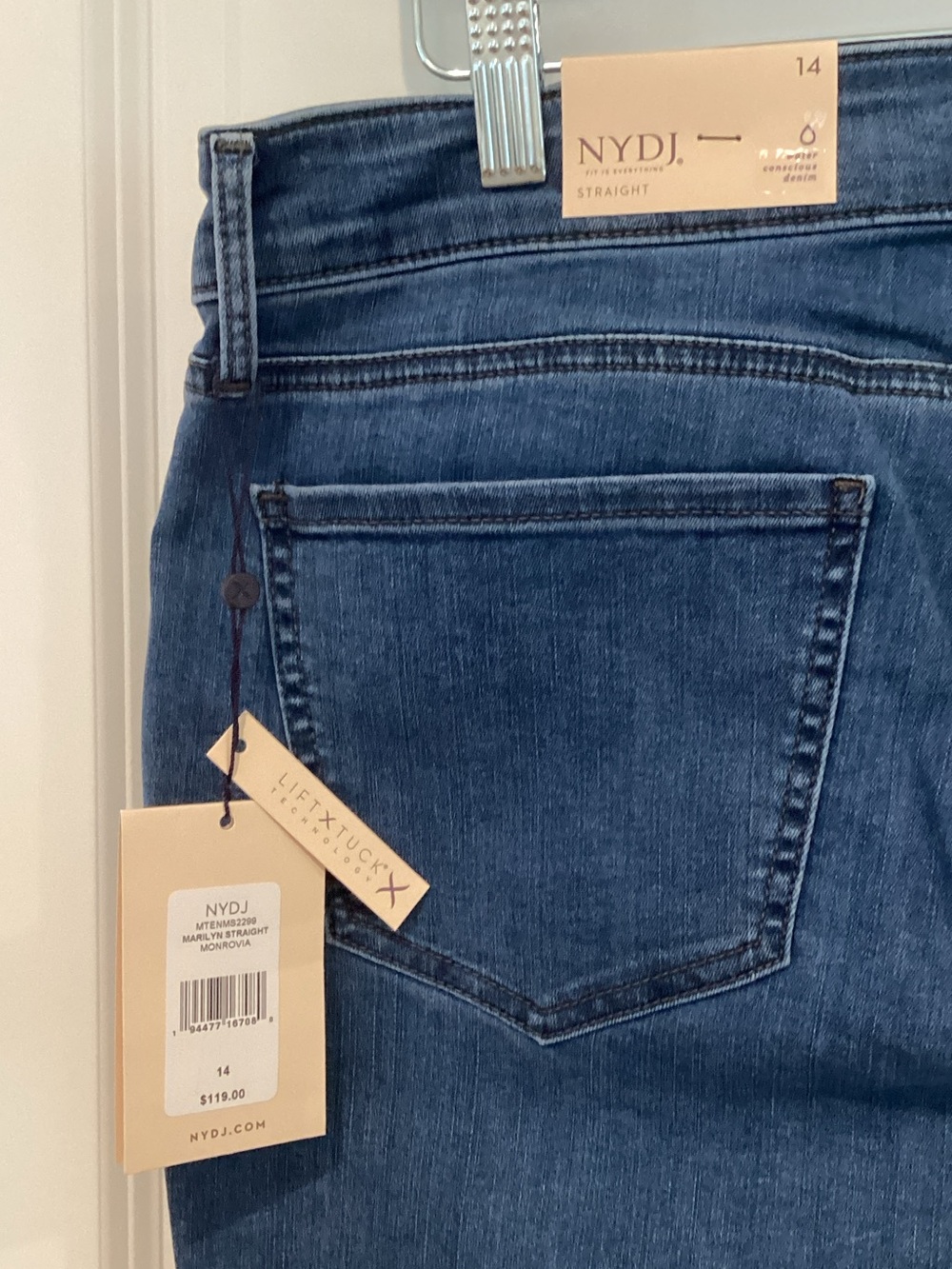 NYDJ Women's Mid-Rise Dark Blue Straight-Leg Jeans - Picture 3 of 4